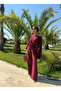 Gloria Burgundy Muslin Fabric Blouse Trousers Set