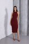 Camisole Strap Camisole Midi Dress – Burgundy Slit, Bodycon Summer Women's Dress - 2