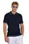 Navy Blue Regular Fit Polo Neck Rayon T-Shirt