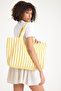 Premium Cotton Woven Women's Colorful Striped Beach Bag / Shoulder Bag - 5