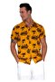 Black Pamelled Viscose Hawaiian Oversize Relaxed Fit Short Sleeve Loose Shirt on Mustard - 4