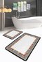 Black and White Checkered Multicolored Striped Modern 2-Piece Non-Slip Base Washable Bath Mat Set - 4