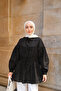 Women's Drawstring Detailed Voile Shirt Black - 3