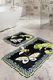 Set of 2 Non-Slip Base Washable Bath Mats with Green Chameleon and Butterfly on Black Background - 5
