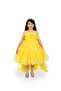 Toddler Girls Bow Front Ruffle Hem Mesh Gown Dress Yellow with long tail