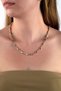 Gold Colored Stone Block Chain Necklace - 2