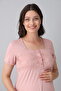 Short Sleeve Maternity Nightgown with Lace Detail Suitable for Breastfeeding - 4