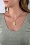 Purple Color Honeycomb & Bee Figured Gold Necklace with Design Chain
