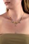 Geometric Blue Opal Necklace with Gold Colorful Stones - 2