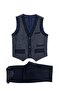 Boy's Navy Blue Three Button Vest Metal Waist Adjustable Double Leg Trousers Suit