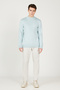 Men's Water Green Standard Fit Regular Cut Half Turtleneck Knitwear Sweater - 2