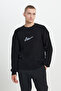 Men's Black Oversize Wide Cut Crew Neck Ruffled Soft Textured Knitwear Sweater - 3