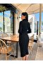 Long Sleeve Turtleneck Midi Knitwear Dress - 5