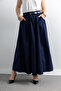 Women's Linen Belt Detailed Skirt - 5