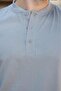 Painted Gray Judge Collar Button Detailed Short Sleeve T-Shirt 7021 - 3
