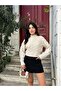 Jacquard Pattern Knit Half Fisherman Balloon Sleeve Crop Sweater