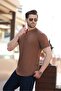 Brown Judge Collar Button Detailed Short Sleeve T-Shirt 7021 - 2