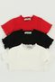 Girl's Ribbed Textured Short-Sleeved T-Shirt, Black, Red, White, Triple Short-Sleeved Cotton T-Shirt
