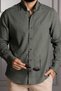 Interview Carina Button Collar Dark Green Linen Shirt - 2