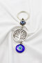 Handmade Glass Evil Eye Beaded Metal Tree of Life Keychain, Gift Evil Eye Bag Ornament - 5