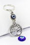 Handmade Glass Evil Eye Beaded Metal Tree of Life Keychain, Gift Evil Eye Bag Ornament