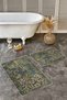 Green Red Floral Classic Vintage 2-Piece Non-Slip Base Washable Bath Mat Set - 3