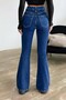 Osytra Women's High Waist Dark Blue Flare Jeans - 4