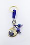 Navy Blue Colored Framed Evil Eye Beaded Patterned Keychain with Pomegranate Figure - 5