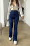 Diessa Women's High Waist Dark Blue Denim Flare Jeans - 5
