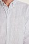 Men's Slim Fit Slim Fit Buttoned Sports Collar Linen Effect 100% Cotton Green Striped Summer Shirt - 3