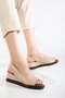 Women's Wedge Heeled Shoes Beige Side Closed Toe Open