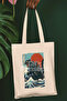 Catzilla Printed Japanese Cute Cat Anime Manga Printed Gift Organic Raw Cloth Bag