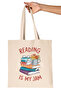 Reading Is My Jam كتاب مكتوب لعشاق القراءة هدية مطبوعة حقيبة من القماش الخام العضوي