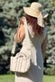 Striped Patterned Summer Canvas Shoulder Bag