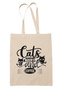 Cats Books and Coffee Themed Cat Book Coffee Lover Printed Gift Organic Raw Cloth Bag