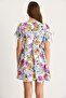 Women's Pink Floral Pattern Bow Detailed Mini Dress 602 60283503 - 6