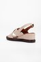 Women's Wedge Heeled Shoes Sandals Beige Cross Strap Faux Leather - 5