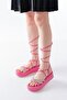 861-1010 Fuchsia Silver Stone Ankle Strap Women's Sandals
