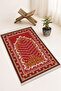 Red Yellow Flower Patterned Digital Printed Non-Slip Prayer Rug 75X120 cm