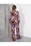 Women's Yellow Blue Ethnic Patterned Bottom Top Shirt Pants Viscose Suit - 4