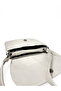 Women's Genuine Leather Cream Zippered 3 Compartment Crossbody Bag with Shoulder Strap - 4