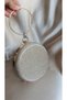 Women's Gold Evening Dress Pearlescent Glitter Textured Round Evening Dress Portfolio Bag - 2
