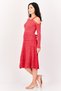 Women Metallic Fit and Flare Dress, Red - 3