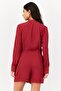 Women Solid Long Sleeves Playsuit, Red - 3