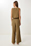 Linen Culotte Pants Blouse Suit Lrv0116 Khaki - 7