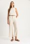 Women's Beige Knitted Belted Culotte Trousers 60282027 - 3