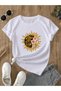 Unisex Cotton White Oversize "Sun" Printed Crew Neck Casual T-Shirt