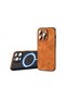 -Leather Protective Case with MagSafe for iPhone 13 Pro Max, Brown