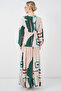 Women's Patterned Long Hijab Dress 2585 - Black - Cream - 6