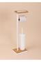 Toilet Paper Stand with Bamboo Tray and Brush White Glv0760